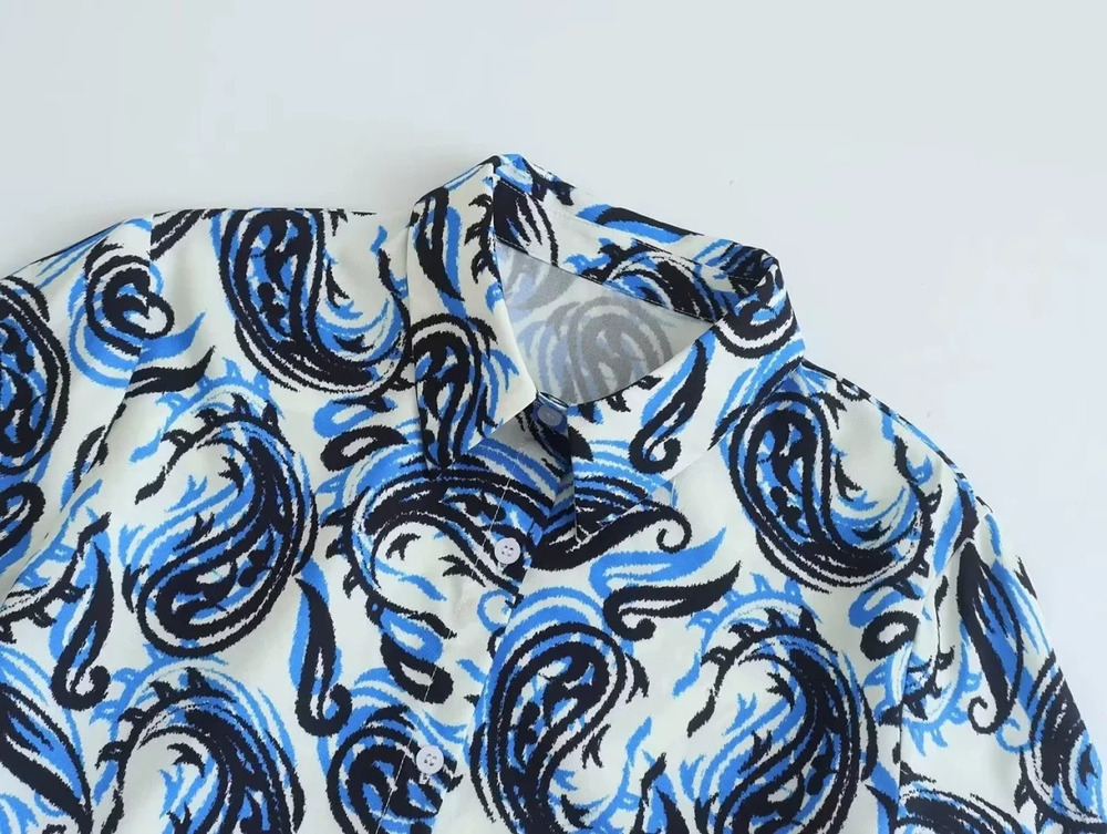 Long Sleeve Printed Shirt Dress